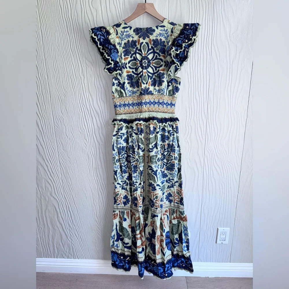 New FARM Rio Ocean Tapestry Maxi Dress Sz: Small $325 - Picture 5 of 10